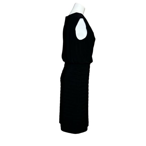 Adrianna Papell black cowl neck shutter pleat dress size 6 - Picture 6 of 16